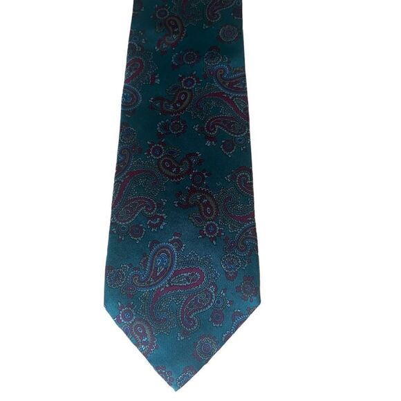 Etienne Aigner Other - Vintage Etienne Aigner Silk Paisley Tie Blue + Purple